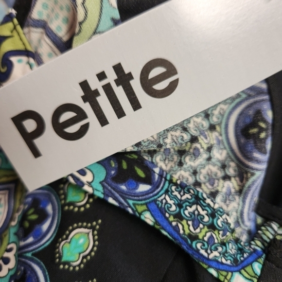 APT 9 sleeveless A-line geometric print midi dress blue green black size MP - Picture 5 of 6